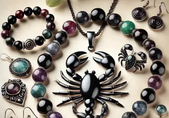 A_slightly_darker_artistic_image_showcasing_semiprecious_stone_jewelry_including_earrings_bracelets_pendants_and_necklaces_made_from_stones