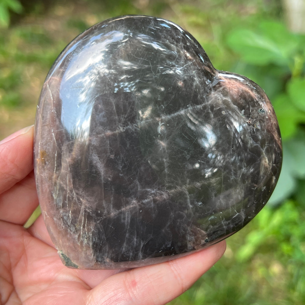 Inima piatra lunii somon gri | Model 2, pietre semipretioase - druzy.ro 1 