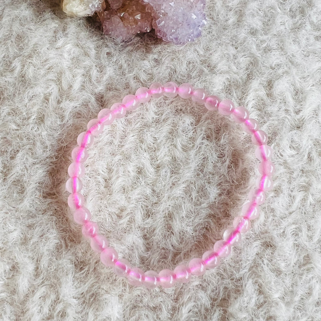Bratara copii cuart roz 4 mm, druzy.ro, cristale 2