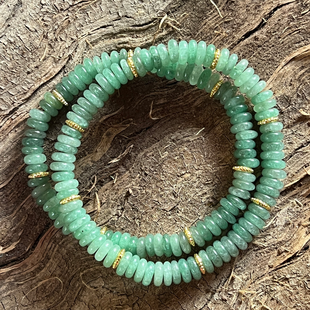 Bratara discuri aventurin si insertii aurii – 6x2 mm, pietre semipretioase - druzy.ro 1 