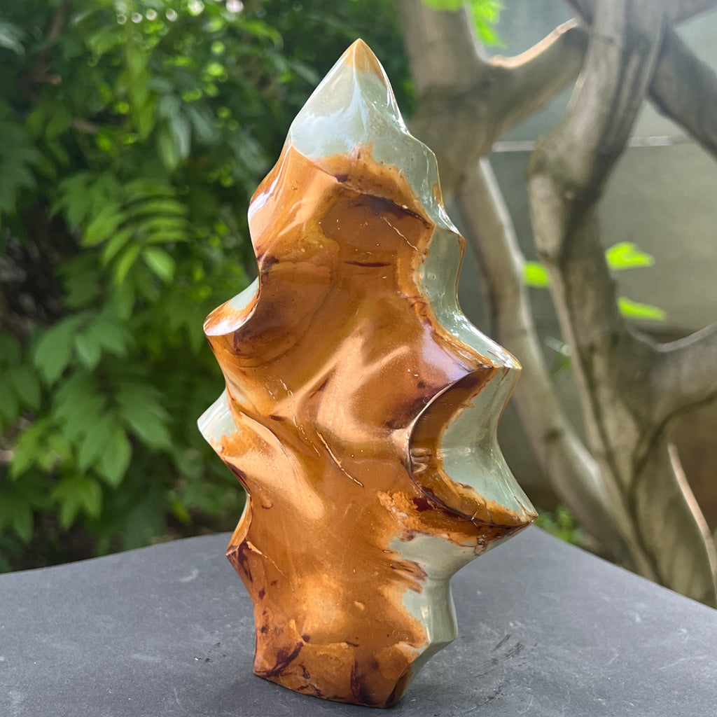 Sculptura jasp ocean forma flacara | Model 1, pietre semipretioase - druzy.ro 2 