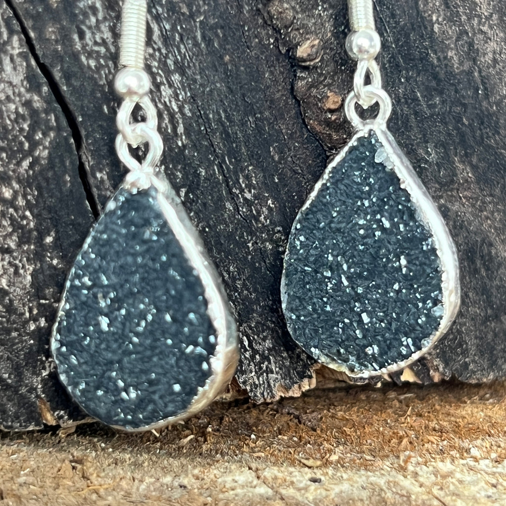 Cercei agat druzy placati cu argint din Brazilia model 2, pietre semipretioase - druzy.ro 2 