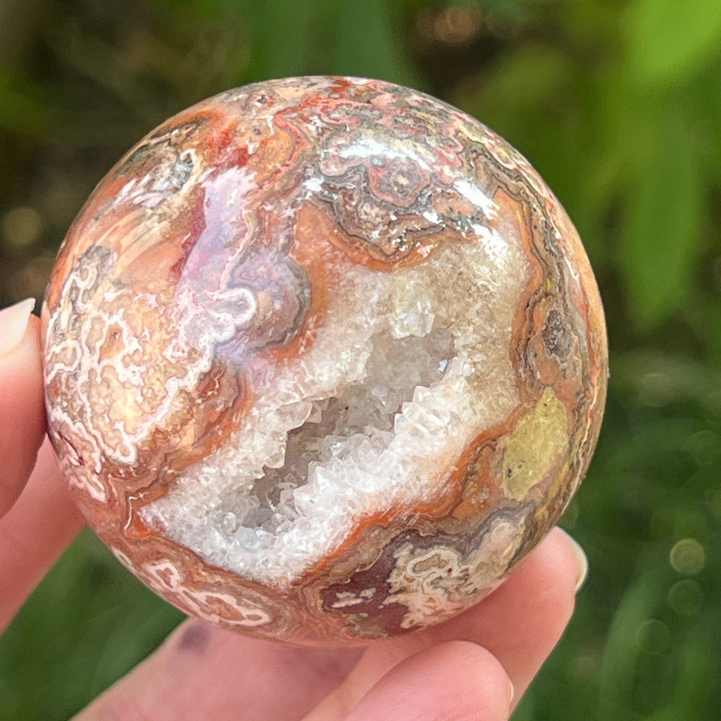 Sfera agat Crazy Lace model 1, pietre semipretioase - druzy.ro 1 