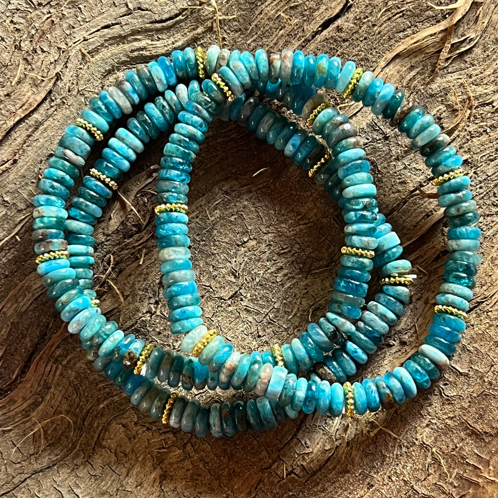 Bratara discuti apatit si insertii aurii – 6x2 mm, pietre semipretioase - druzy.ro 2 