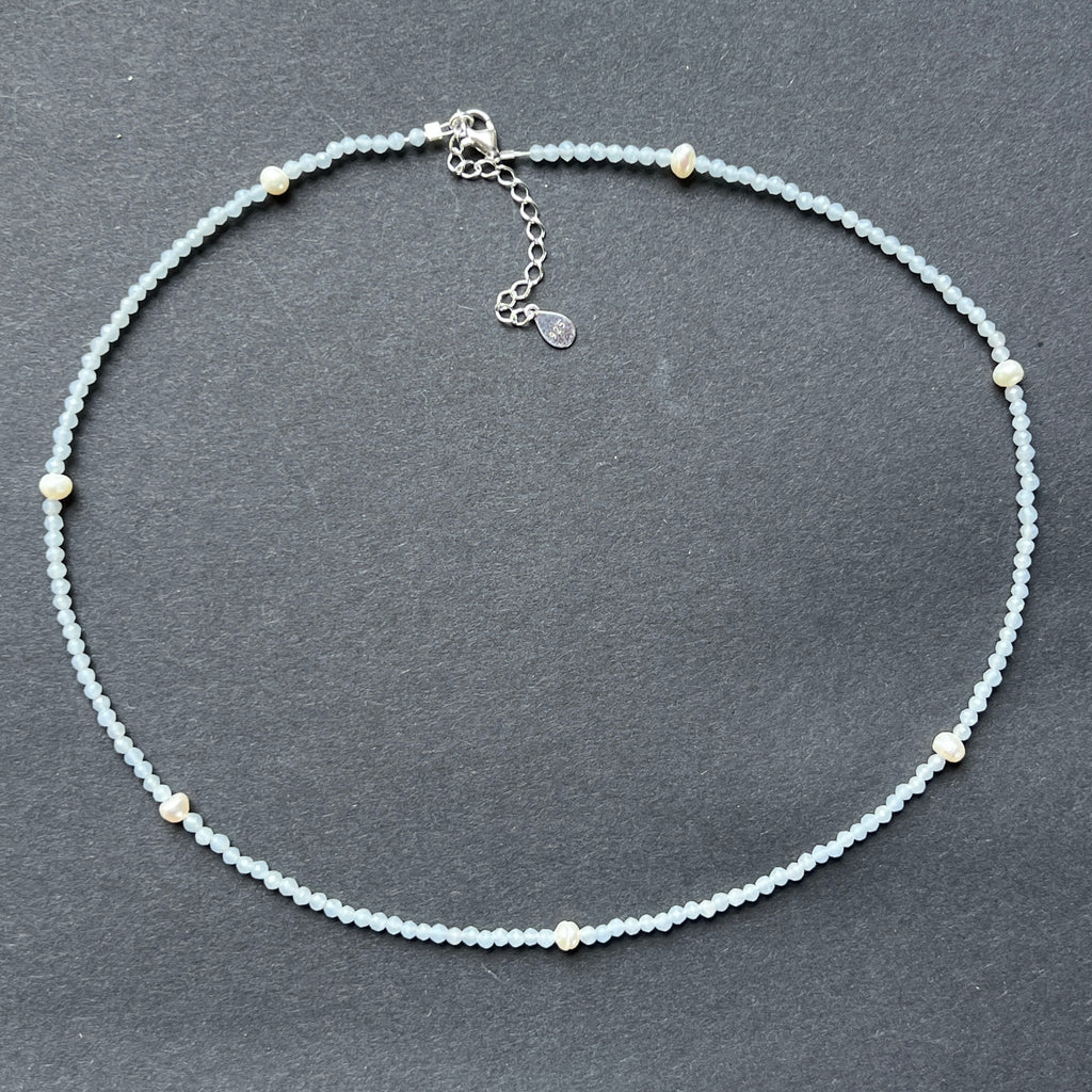 Colier acvamarin și perle Clara #43, pietre semipretioase - druzy.ro 3 