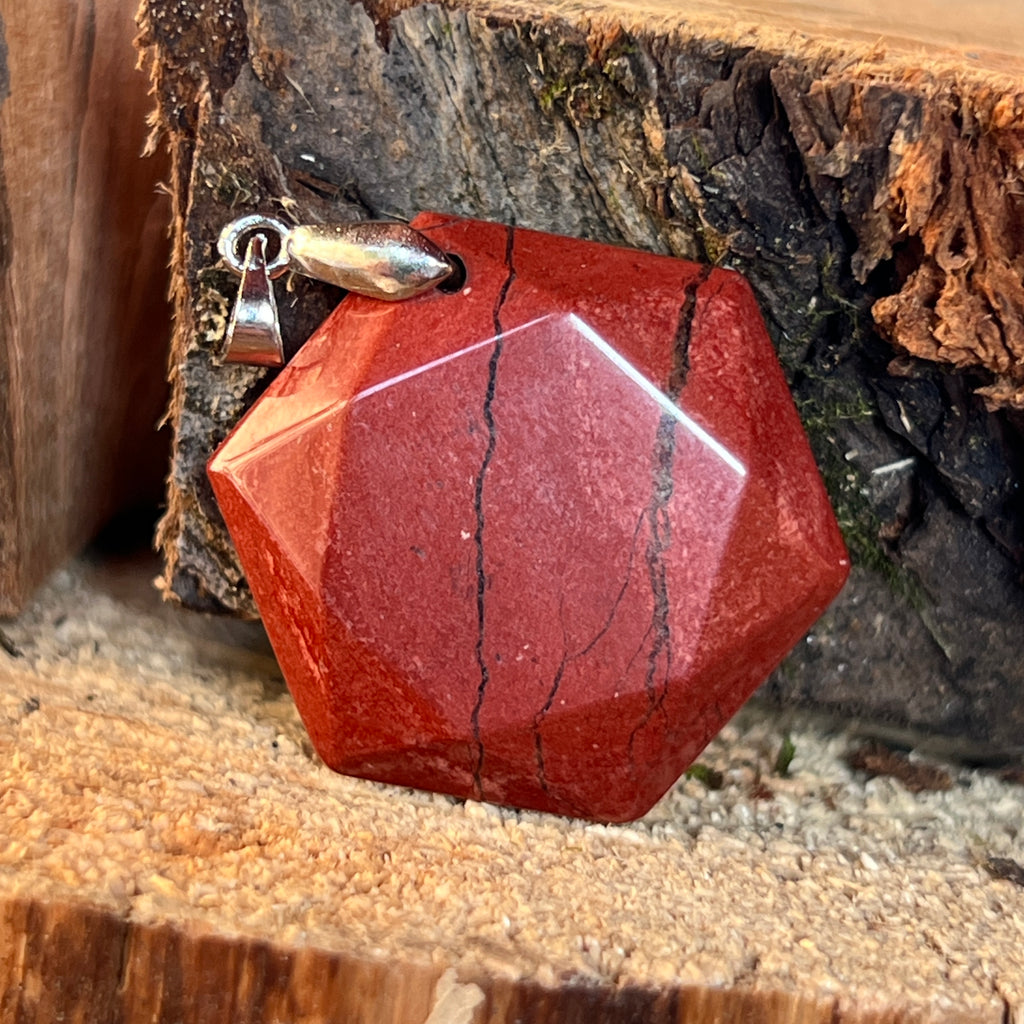 Pandantiv forma hexagon jasp rosu, pietre semipretioase - druzy.ro 2 