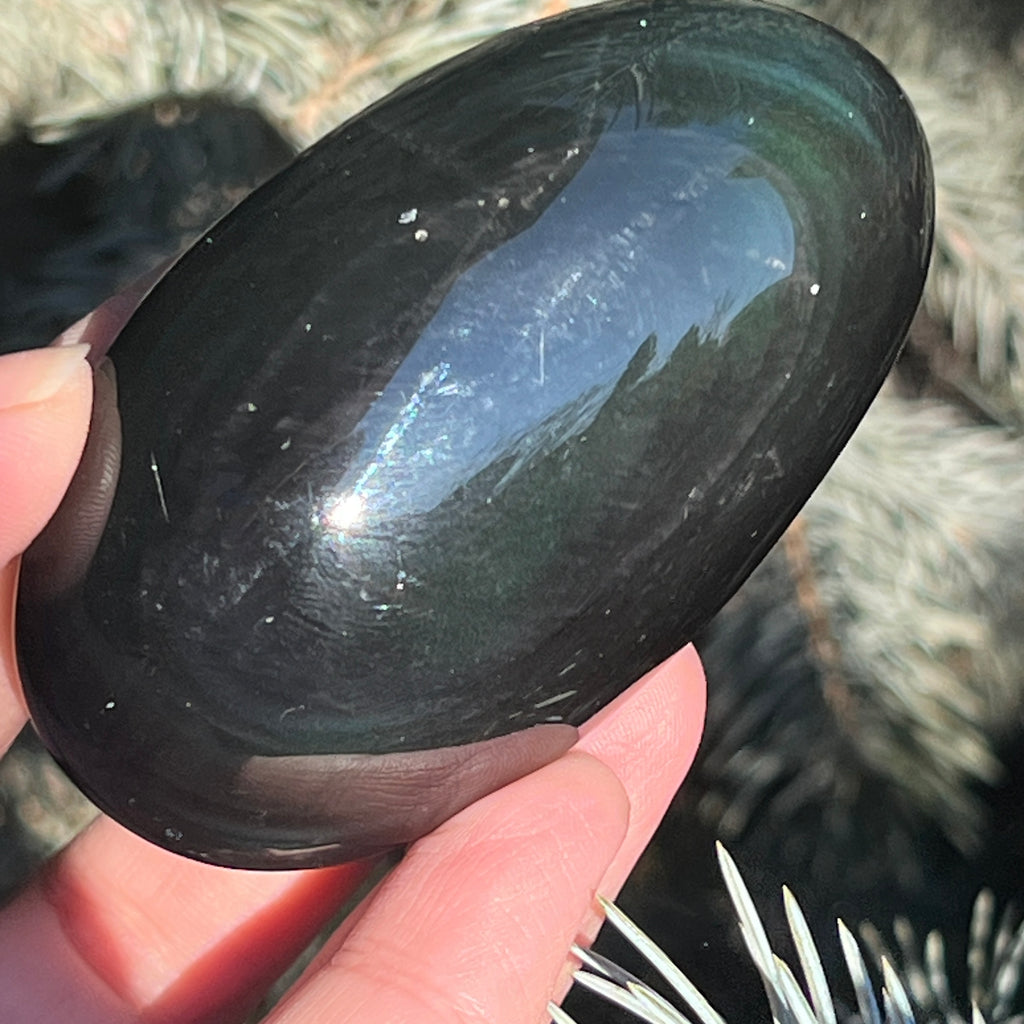 Obsidian curcubeu palmstone L model 9, pietre semipretioase - druzy.ro 9 