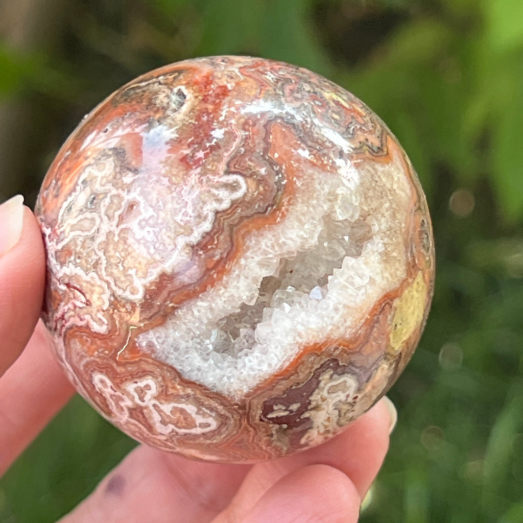 Sfera agat Crazy Lace model 1, pietre semipretioase - druzy.ro 2 
