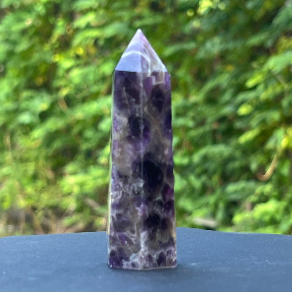 Obelisc ametist chevron model 6, druzy.ro, cristale 4