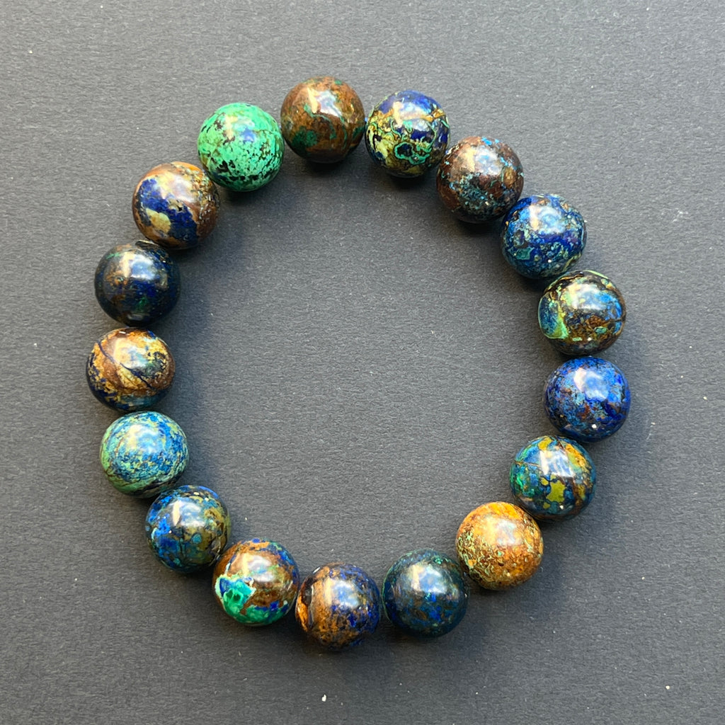 Bratara azurit si malachit 12 mm, pietre semipretioase - druzy.ro 2 