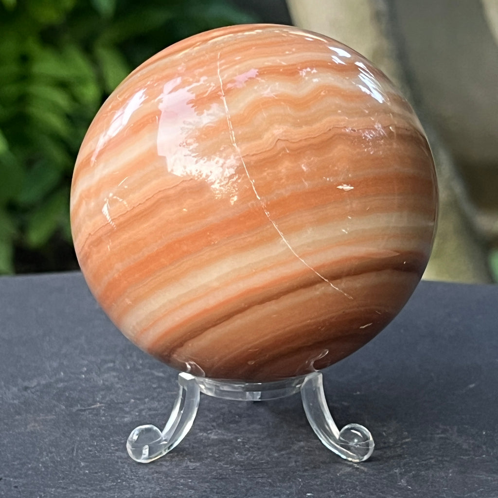 Sferă de onix portocaliu dungat  | Model 5, pietre semipretioase - druzy.ro 9 