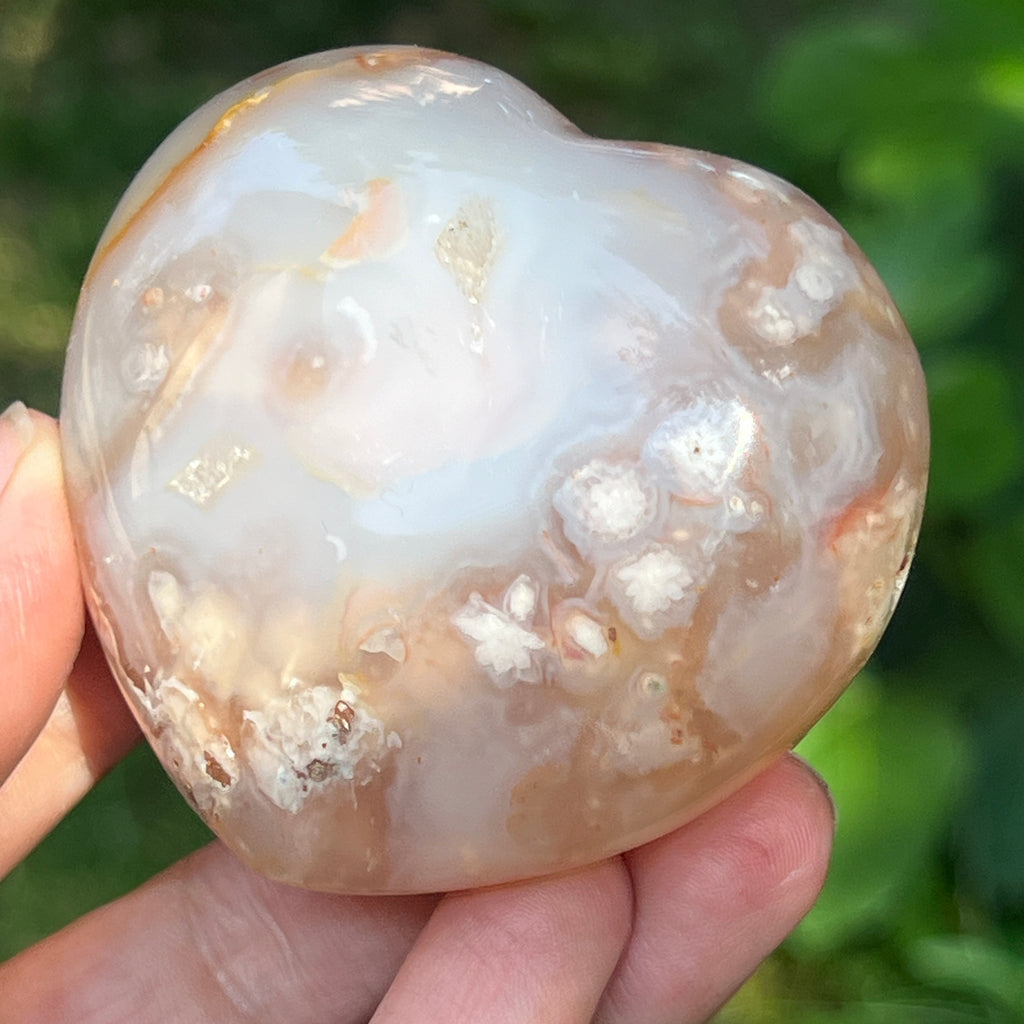 Inima agat coral floare gri m5, pietre semipretioase - druzy.ro 3 