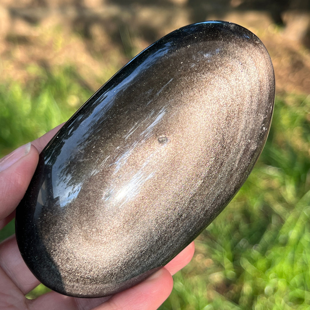 Obsidian argintiu palmstone model 16, pietre semipretioase - druzy.ro 2 