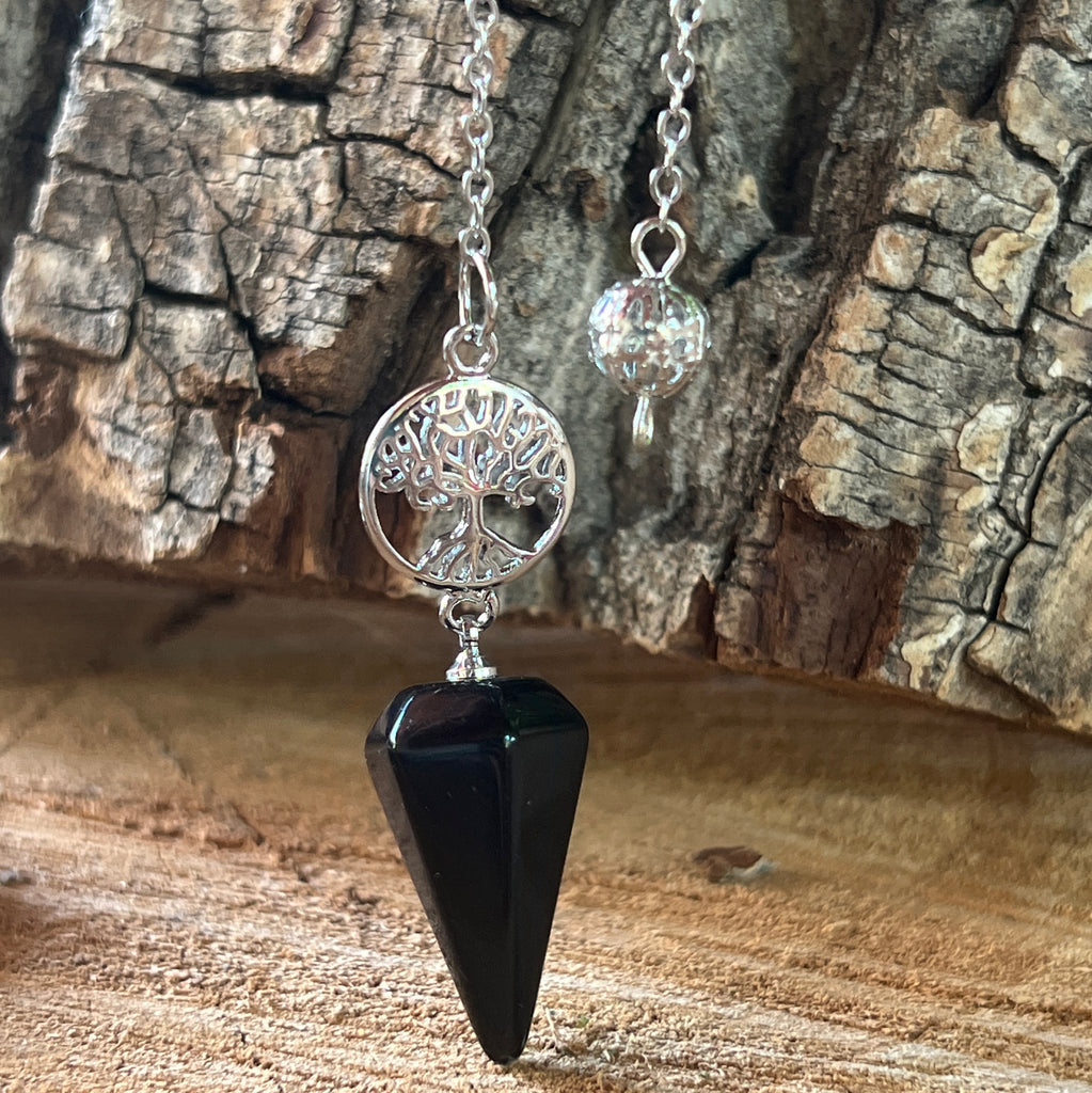 Pendul obsidian tree of life 25 x 15 mm, pietre semipretioase - druzy.ro 2 