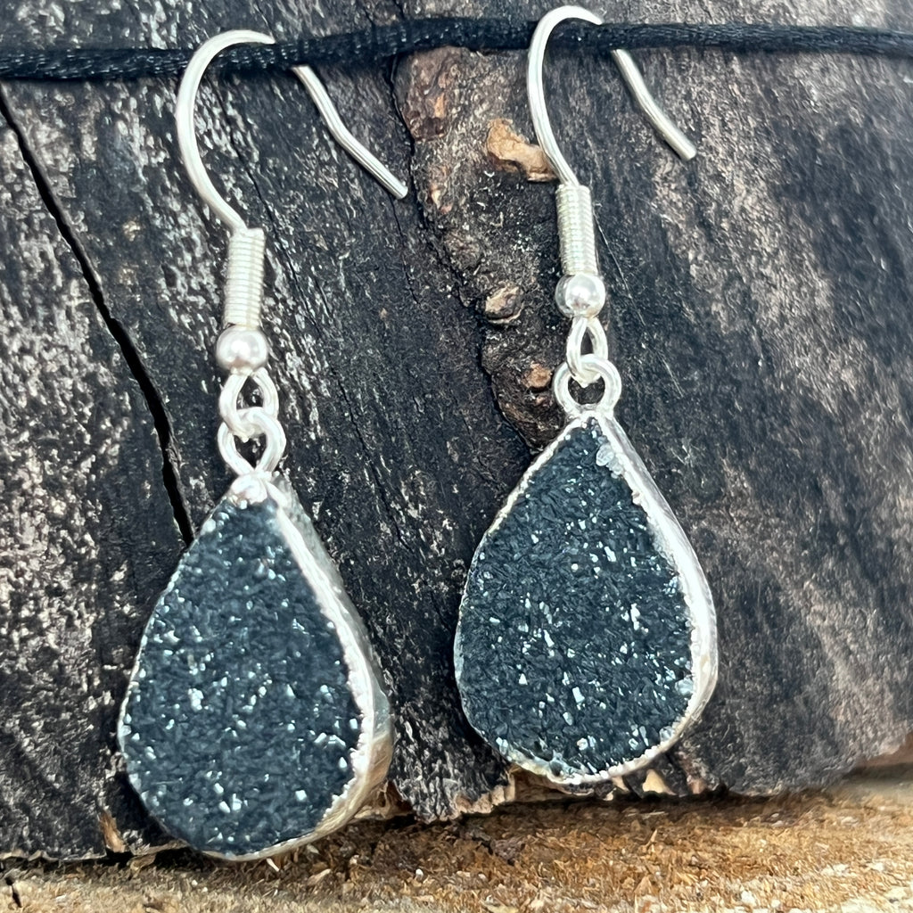 Cercei agat druzy placati cu argint din Brazilia model 2, pietre semipretioase - druzy.ro 1 