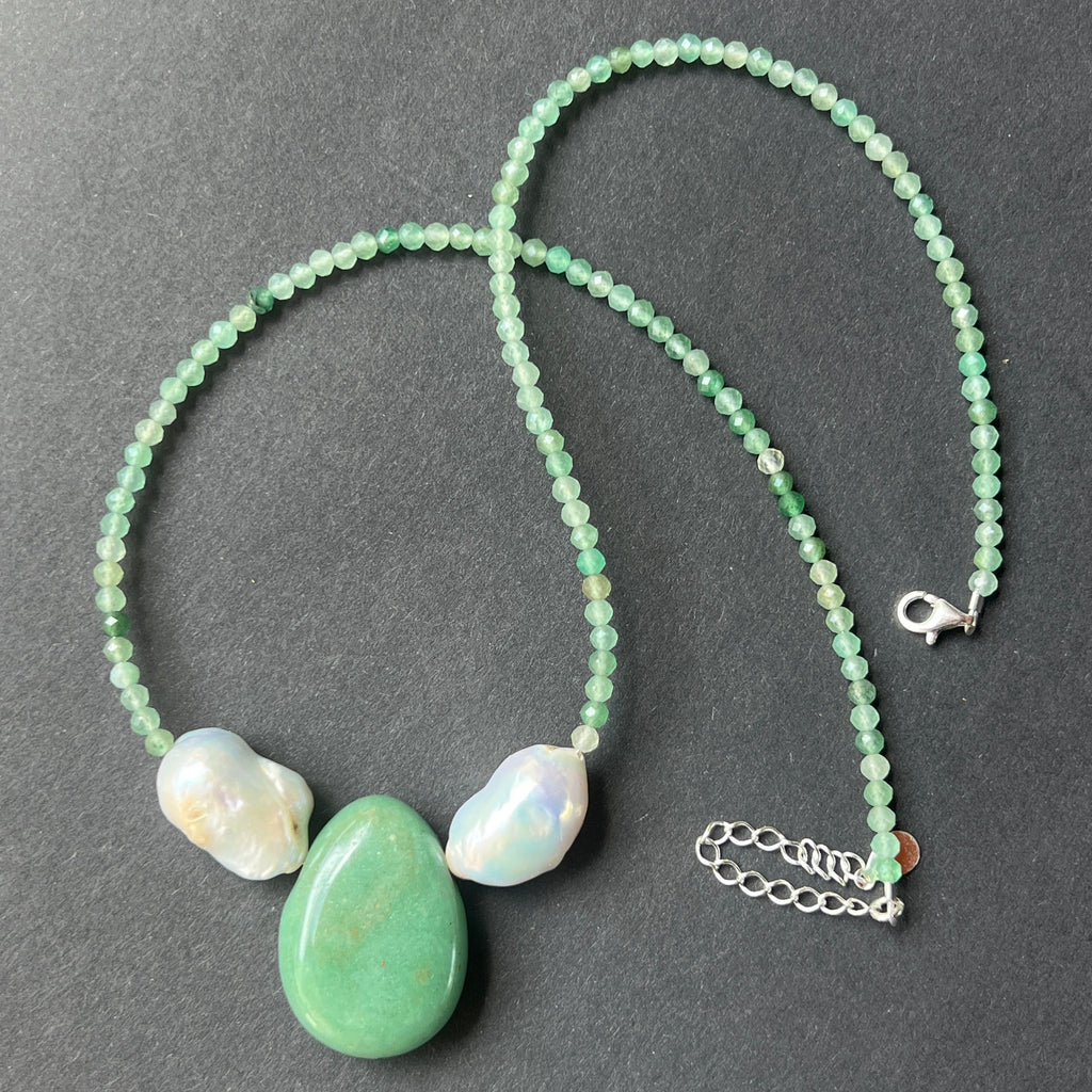 Colier aventurin și perle Lucky#34, pietre semipretioase - druzy.ro 2 