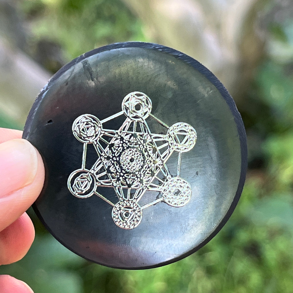 Disc din Shungit Metatron Silver, pietre semipretioase - druzy.ro 1 