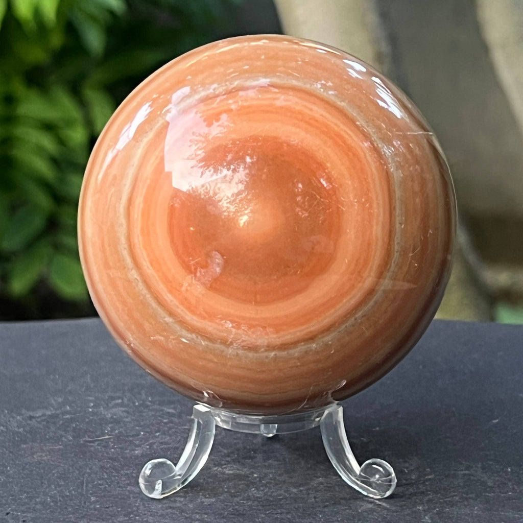 Sferă de onix portocaliu dungat  | Model 5, pietre semipretioase - druzy.ro 1 