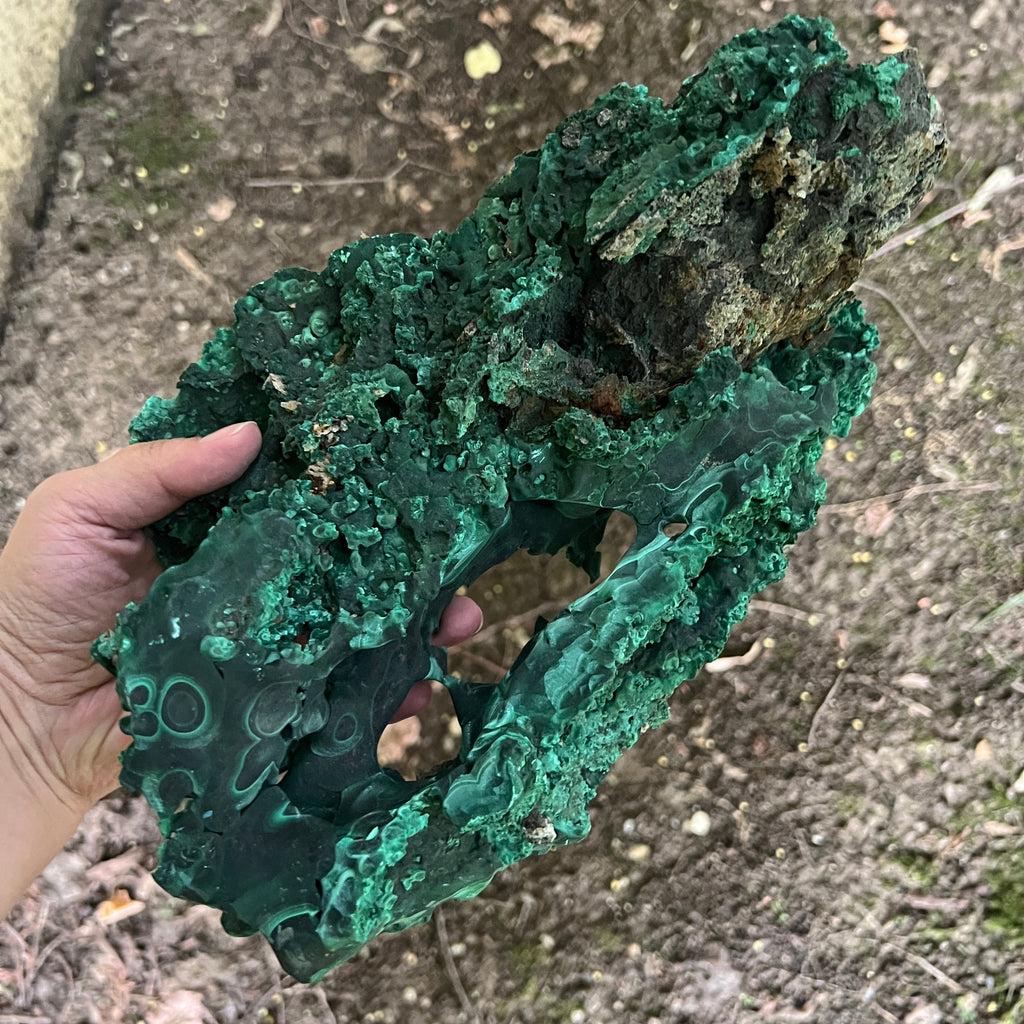 Malachit matasos piatra bruta | Model XXL 2, pietre semipretioase - druzy.ro 9 