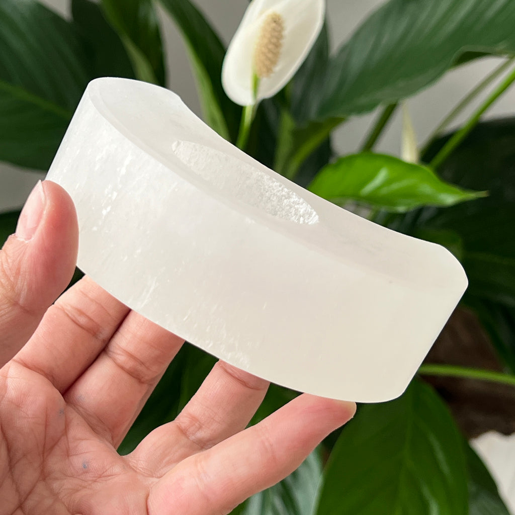 Suport lumanare selenit | Moon, pietre semipretioase - druzy.ro 2 