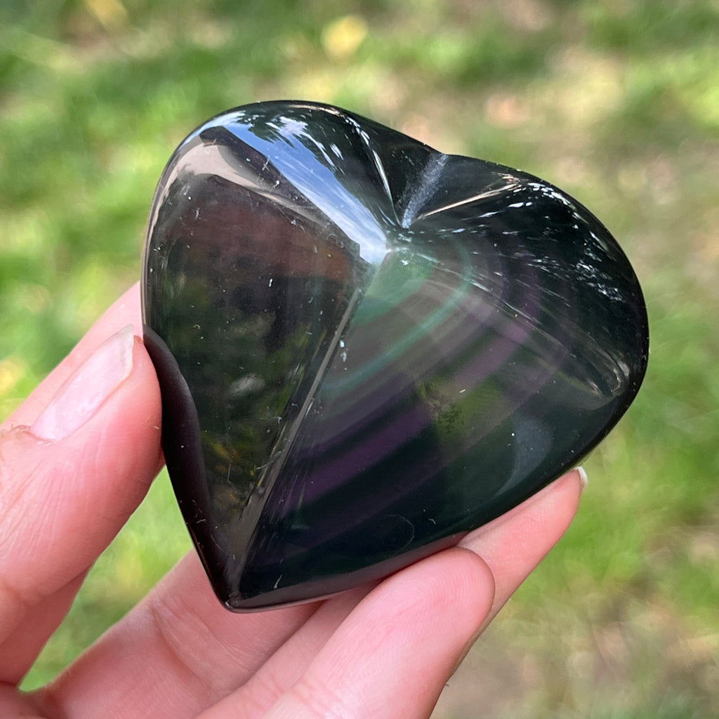 Obsidian curcubeu inima model 2, pietre semipretioase - druzy.ro 2 