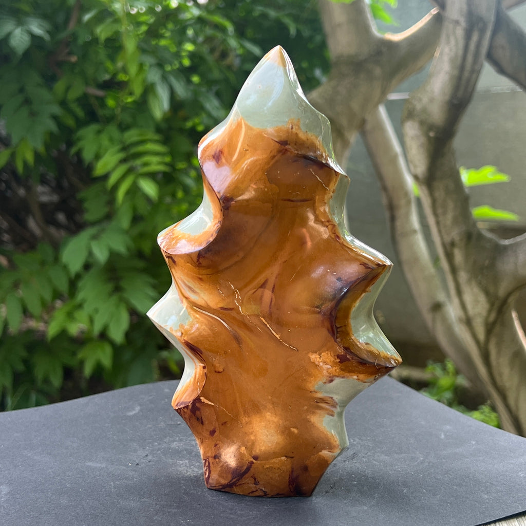 Sculptura jasp ocean forma flacara | Model 1, pietre semipretioase - druzy.ro 1 