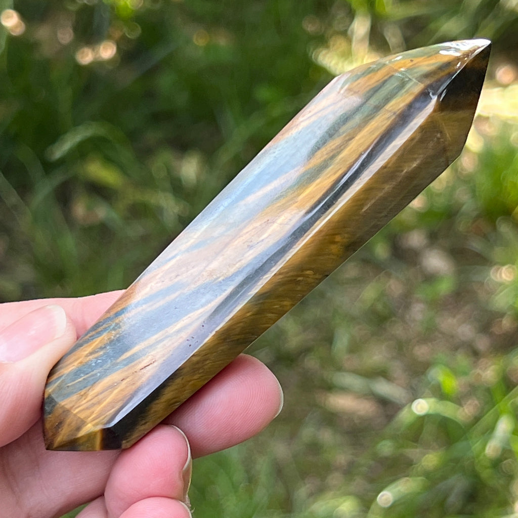 Bagheta dublu varf ochi de tigru albastru (ochi de soim) model 1, pietre semipretioase - druzy.ro 4 
