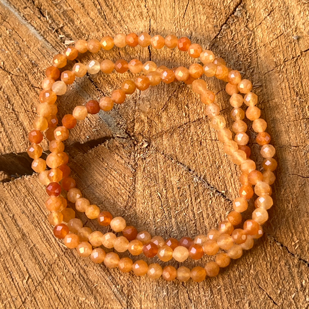 Bratara fatetata aventurin portocaliu 4 mm, pietre semipretioase - druzy.ro 1 