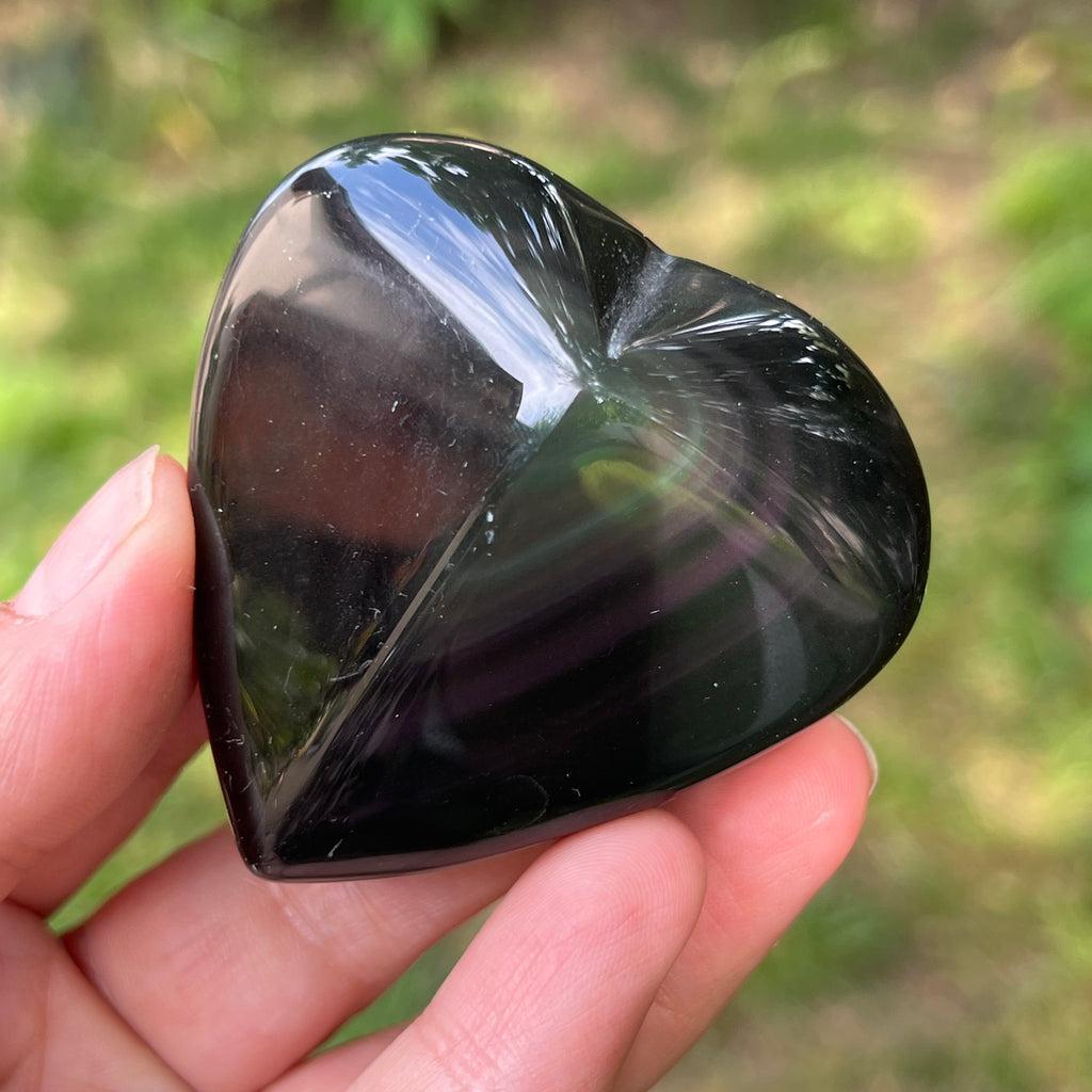 Obsidian curcubeu inima model 2, pietre semipretioase - druzy.ro 3 