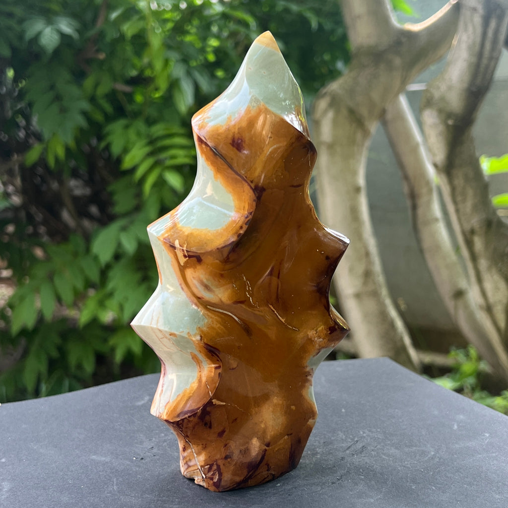 Sculptura jasp ocean forma flacara | Model 1, pietre semipretioase - druzy.ro 4 