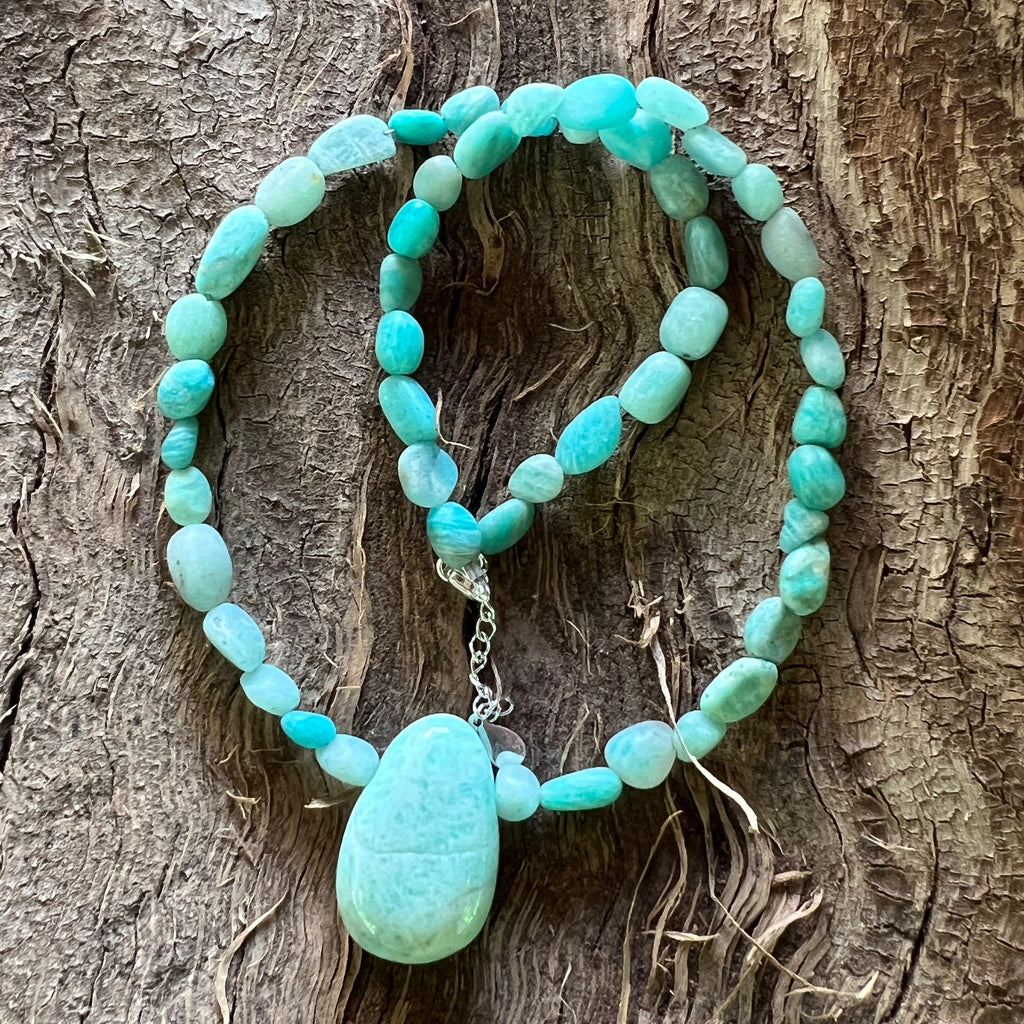 Colier amazonit natural Wave #49, pietre semipretioase - druzy.ro 2 