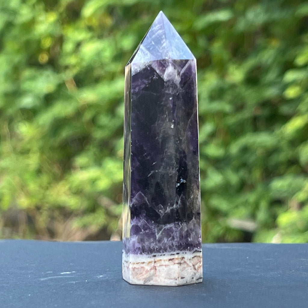 Obelisc ametist chevron model 5, druzy.ro, cristale 2