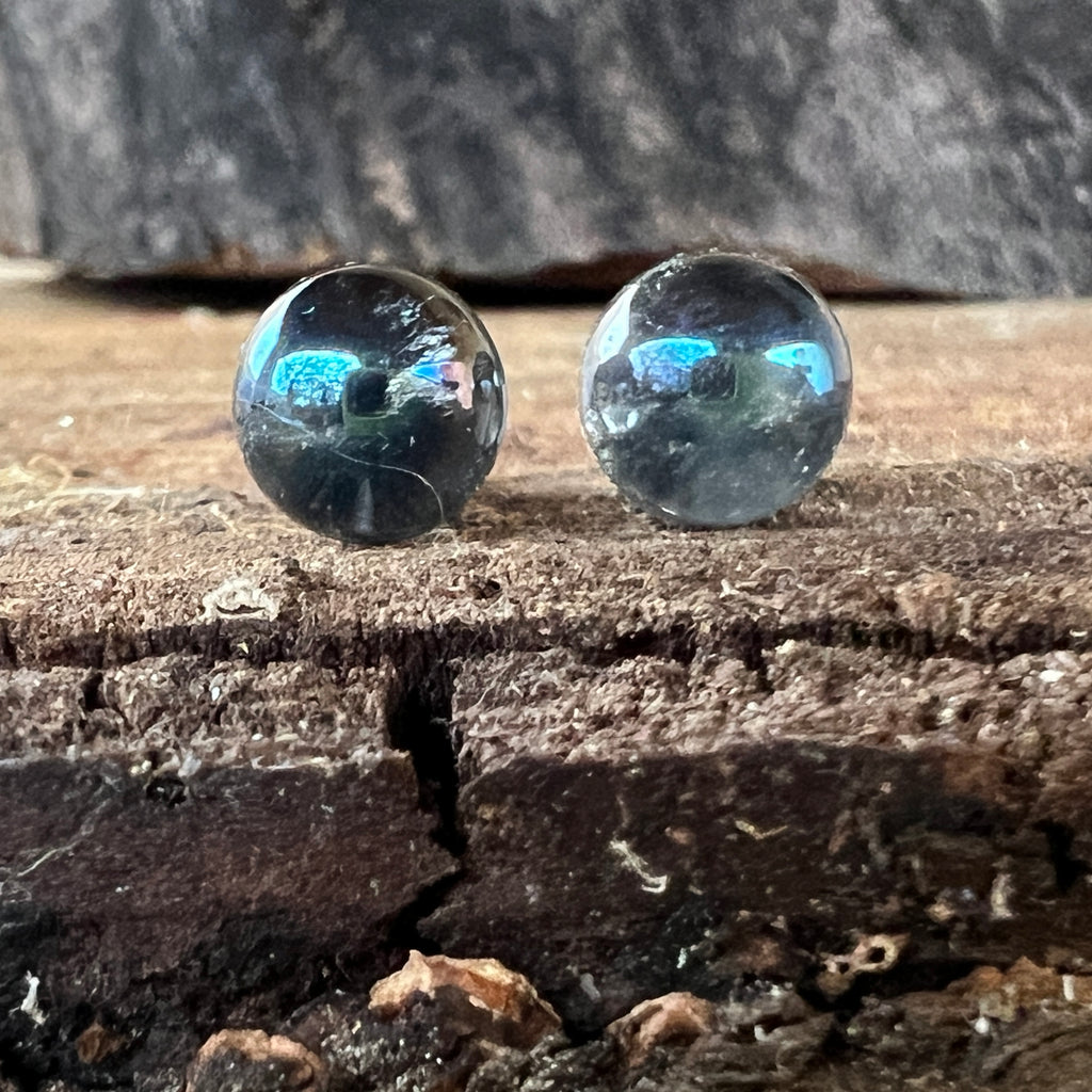 Cercei stud sfere cuart aura AQUA, pietre semipretioase - druzy.ro 1 