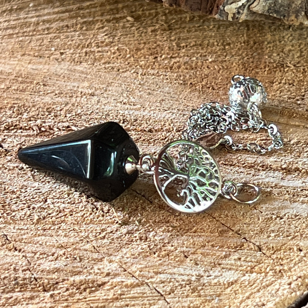 Pendul obsidian tree of life 25 x 15 mm, pietre semipretioase - druzy.ro 4 