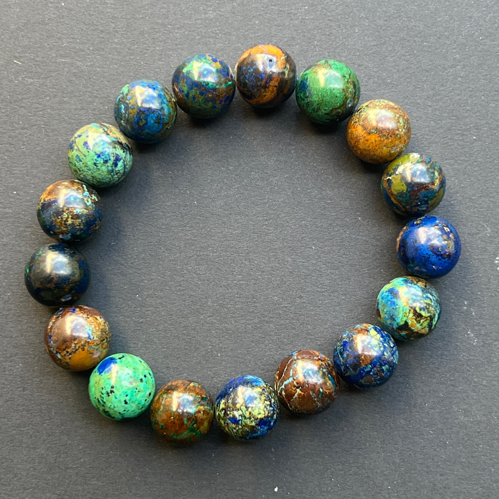 Bratara azurit si malachit 12 mm, pietre semipretioase - druzy.ro 3 