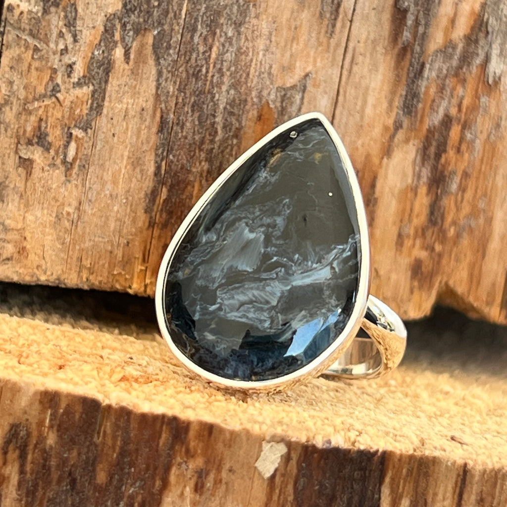 Inel ajustabil pietersit din argint, piatra furtunii model 3, pietre semipretioase - druzy.ro 1 