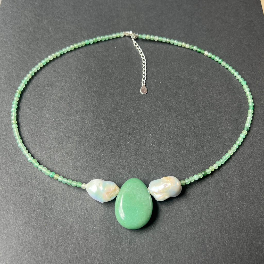 Colier aventurin și perle Lucky#34, pietre semipretioase - druzy.ro 1 