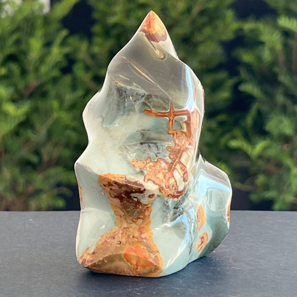 Sculptura jasp policrom forma flacara | Model 2, pietre semipretioase - druzy.ro 3 