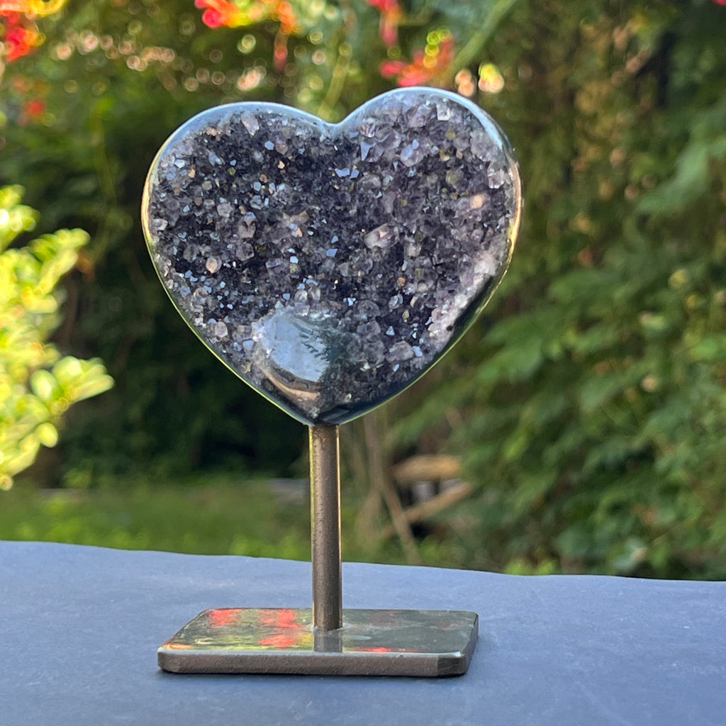 Inima ametist stand model 3, calitate +AAA geoda ametist Urguay, pietre semipretioase - druzy.ro 2 