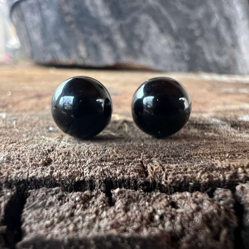 Cercei stud sfere obsidian 8 mm, pietre semipretioase - druzy.ro 1 