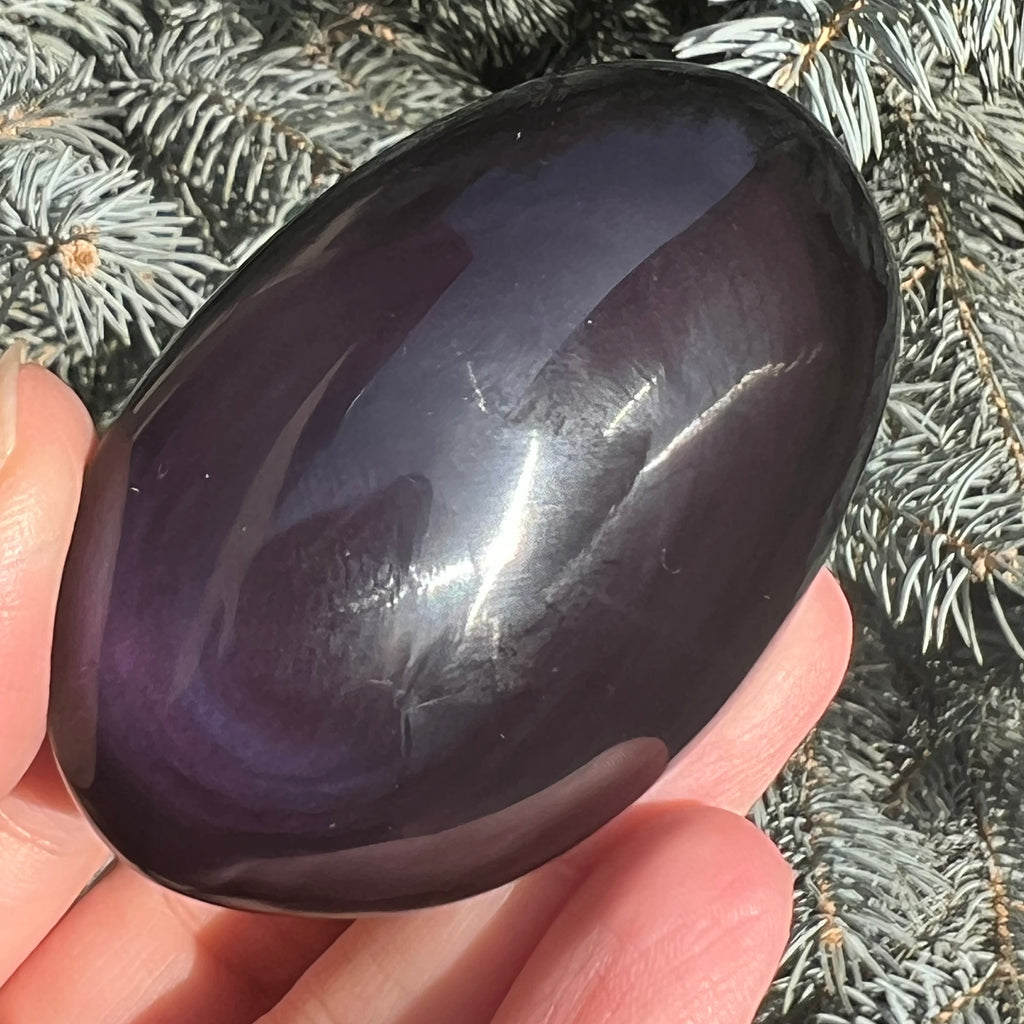 Obsidian curcubeu palmstone model 1, druzy.ro, cristale 7