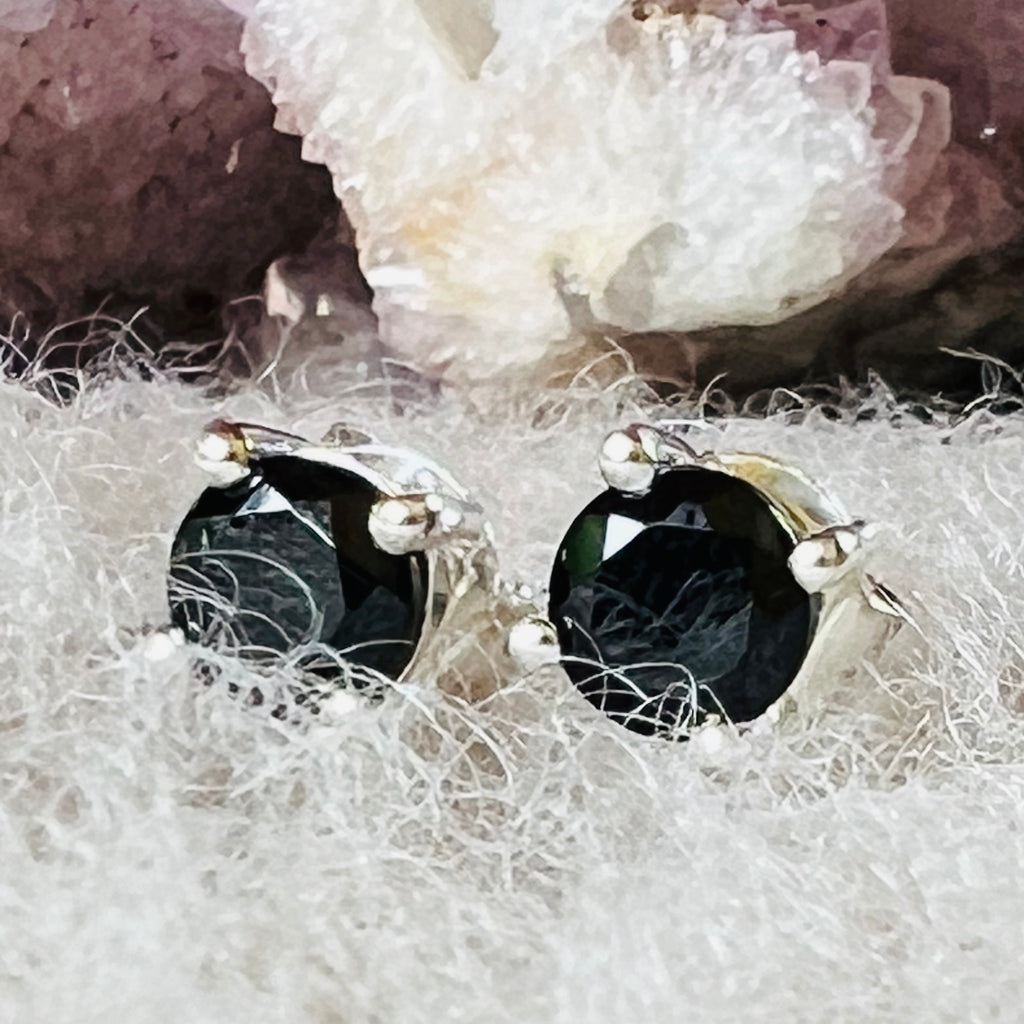 Cercei stud turmalina neagra argint 5 mm, druzy.ro, pietre semipretioase 2