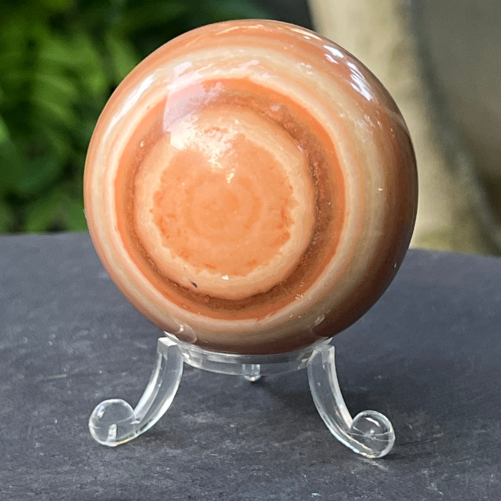 Sferă de onix portocaliu dungat  | Model 3, pietre semipretioase - druzy.ro 1 