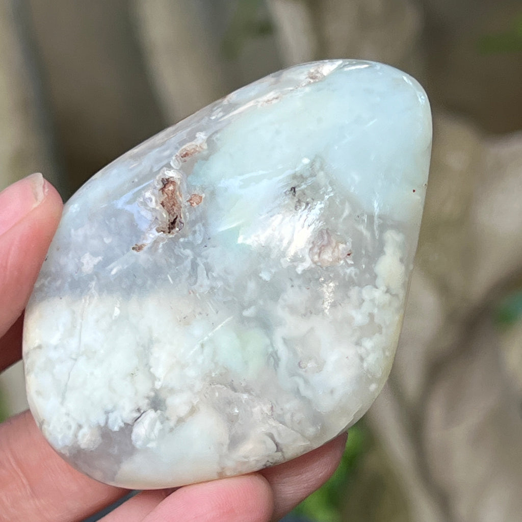 Palmstone calcedonie cu crom albastru-verzuie din Zimbabwe | Model 7, pietre semipretioase - druzy.ro 4 