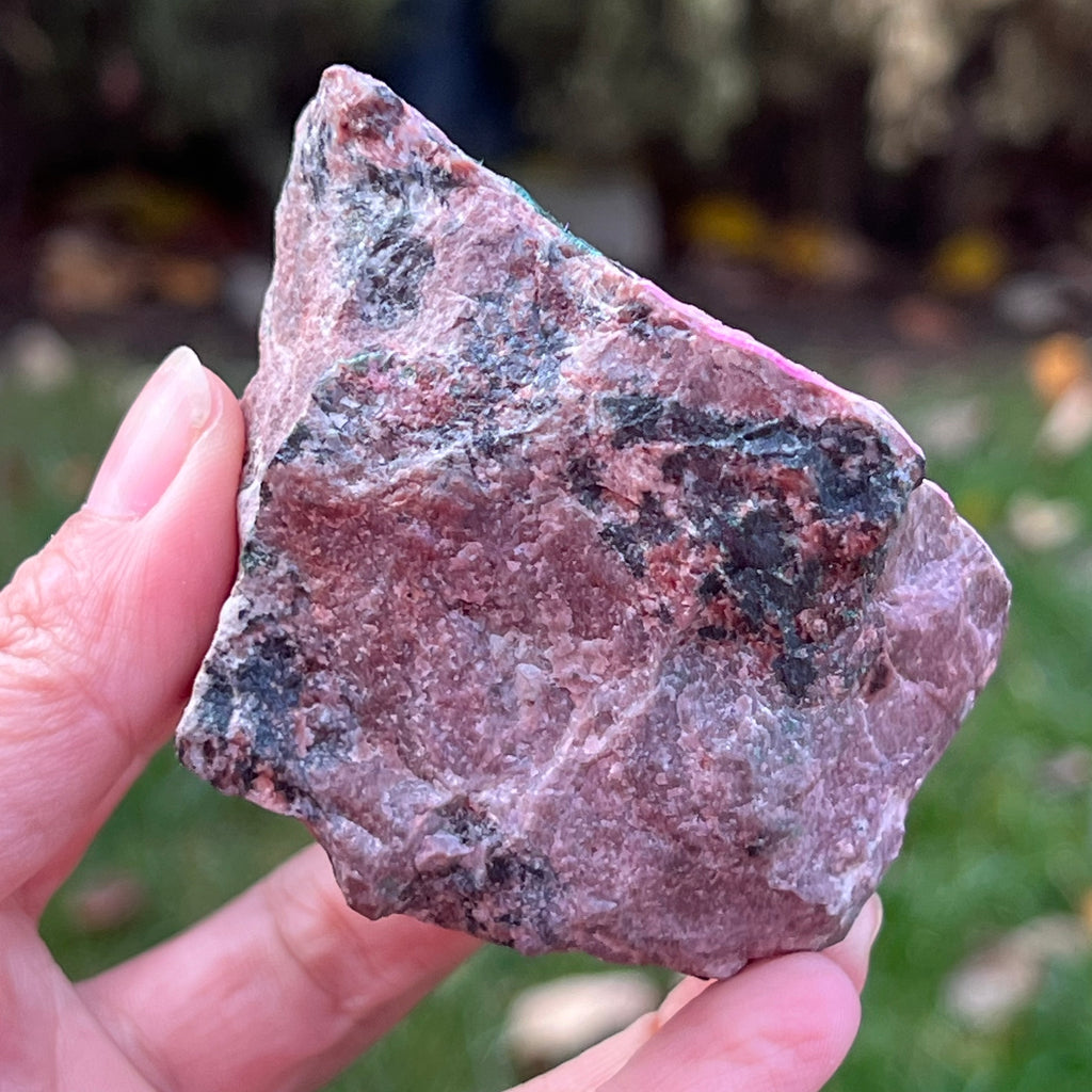 Dolomit roz Salrose insertii malachit piatra bruta Congo model 6L, druzy.ro, cristale 3