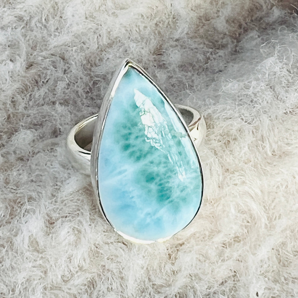 Inel ajustabil cu piatra larimar din argint model 5, pietre semipretioase - druzy.ro 2 