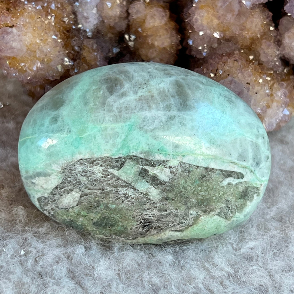 Palmstone piatra lunii cu garnierit m5, druzy.ro, cristale 2