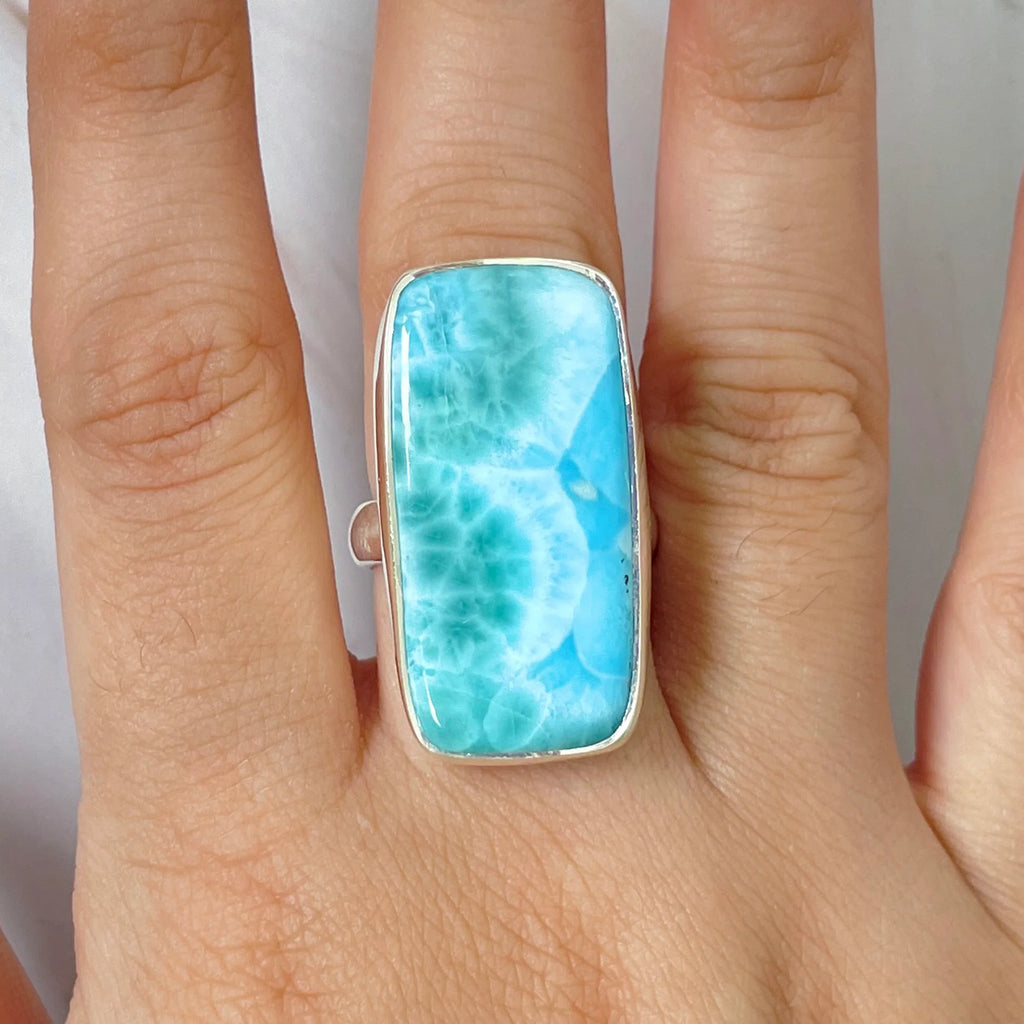 Inel ajustabil cu piatra larimar din argint model 4, pietre semipretioase - druzy.ro 2 