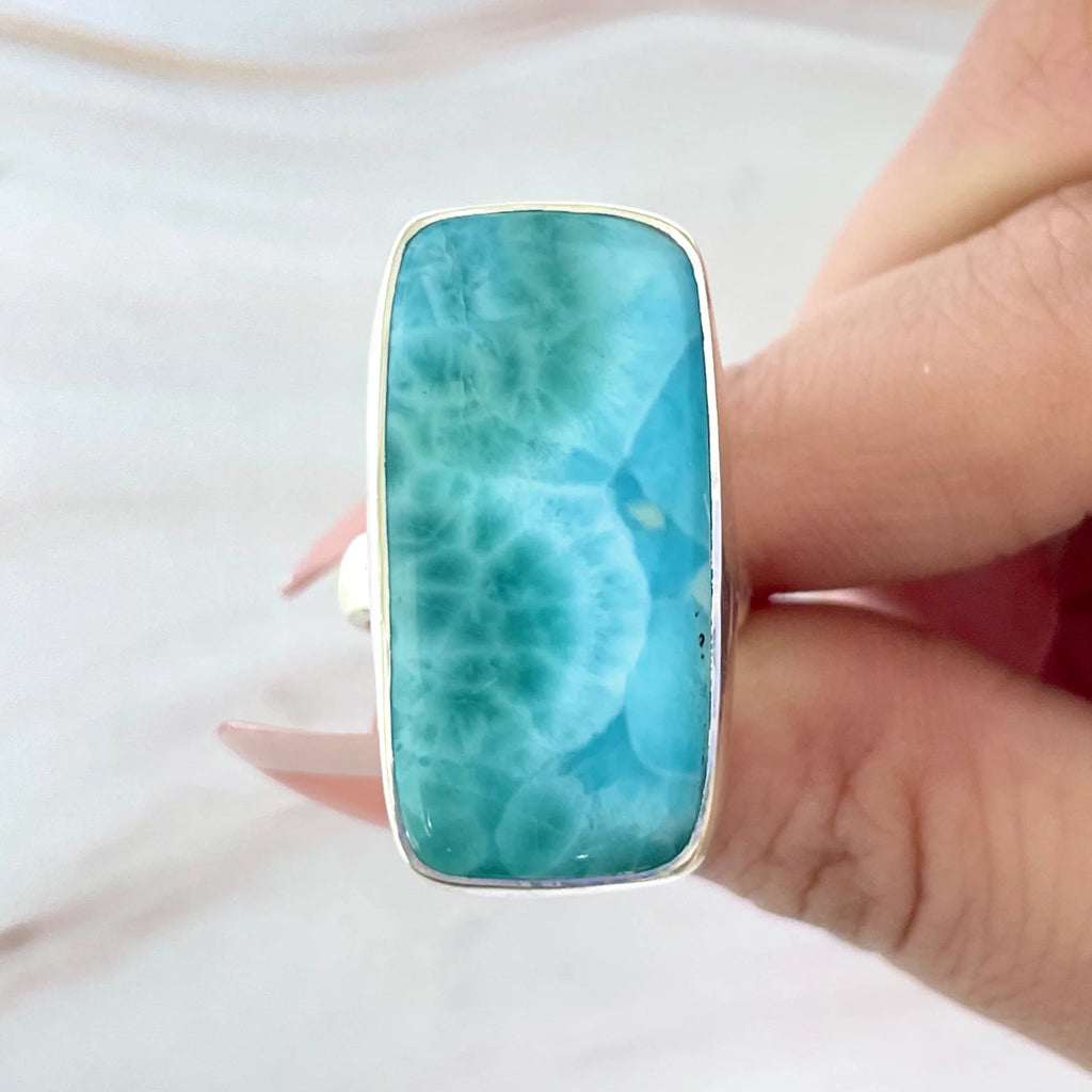 Inel ajustabil cu piatra larimar din argint model 4, pietre semipretioase - druzy.ro 3 