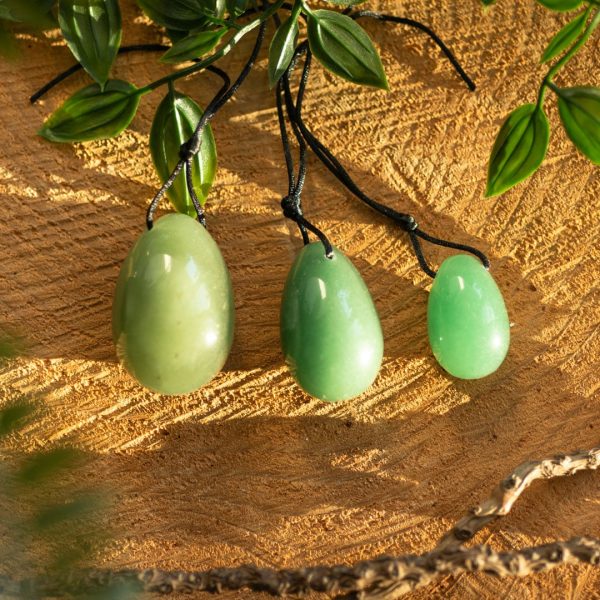 Oua Yoni din Aventurin Verde- Set 3 bucati ambalat in cutie cadou natur, druzy.ro, pietre semipretioase 2